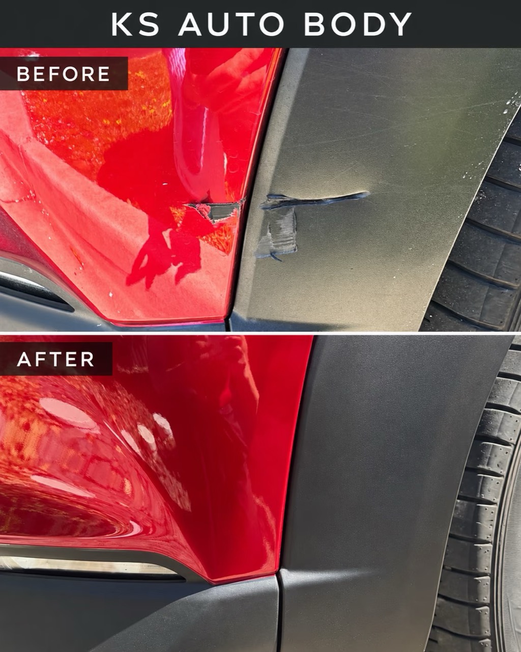 Red bumper before repair